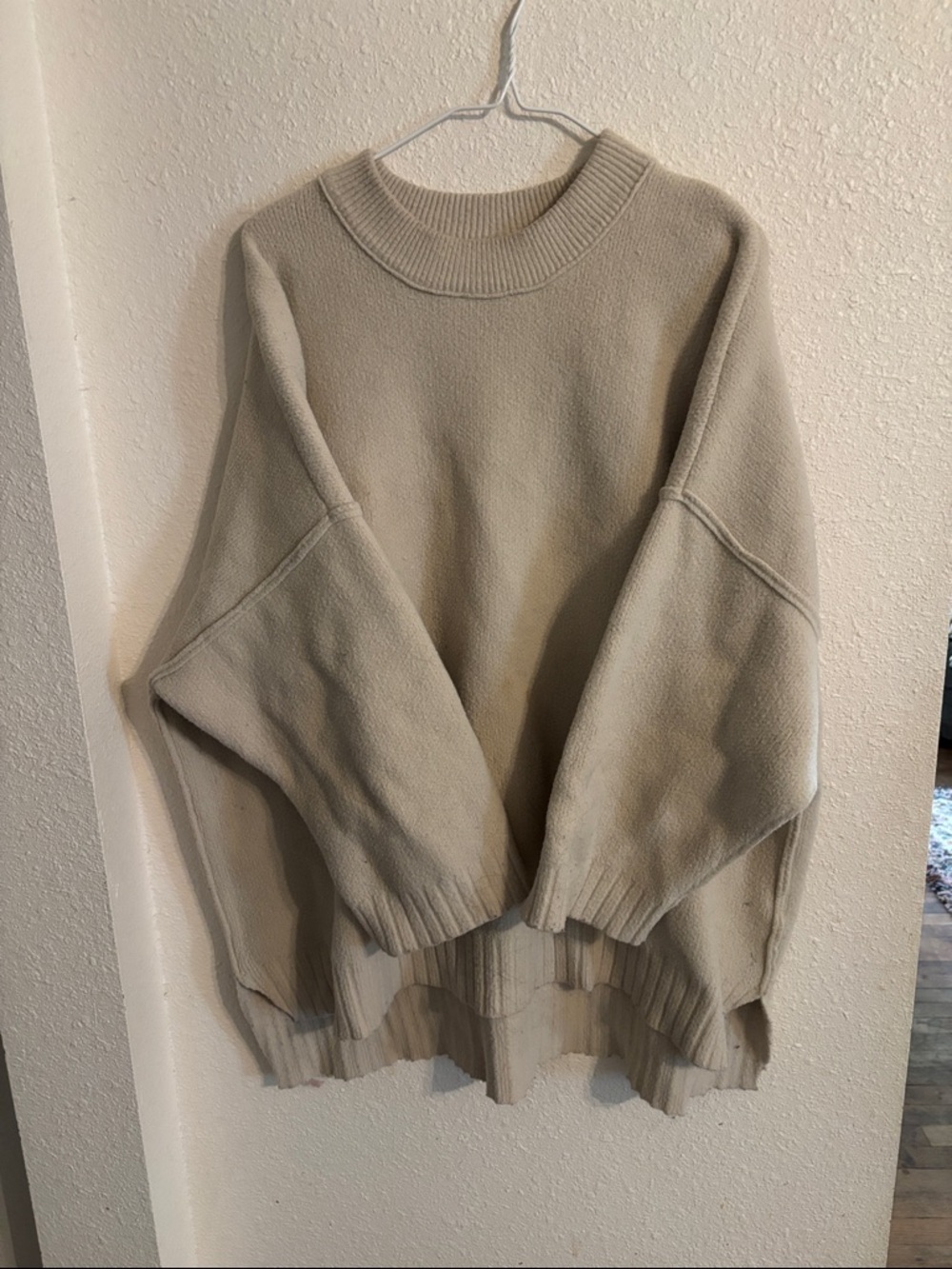 Free People 3/4 sleeve oversize crewneck sweater